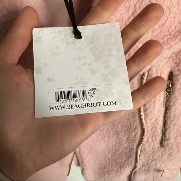 Beach Riot NWT Sherpa Moto Jacket Pink - Picture 6 of 10